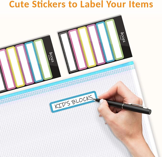 Sooez 36 Pack Mesh Zipper Pouch with Sticky Labels, A4 Mesh Bags for Board Game Puzzles Organization Storage, Durable Letter Size File Folders Organizer for Teacher School Classroom Office Supplies-DeskLoop Office