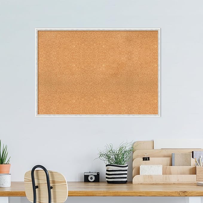 Amanti Art Natural Cork Board for Wall, 29x41 Vision Board with White Frame, X-Large Corkboard Office Decor for Home Organization, Modern Corkboard Pinboard to Display Items for Home Organization in-DeskLoop Office