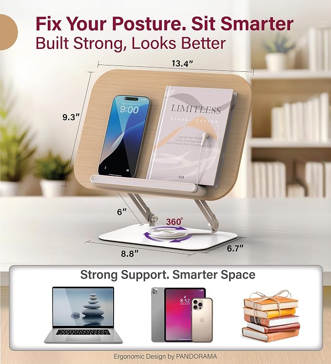 Adjustable Book Stand for Reading – Durable Build Quality, 360° Rotating Base - Image 2