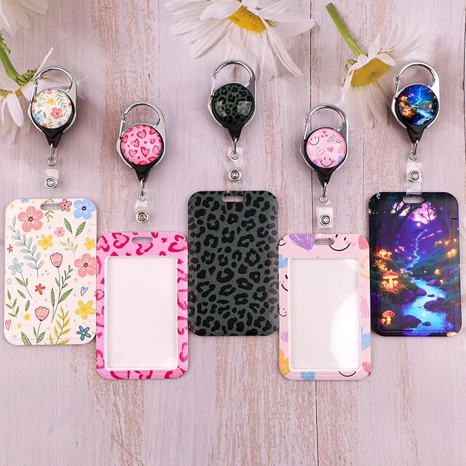 Pink Leopard Retractable ID Badge Holder Reel Cute Badge Reel - Image 2