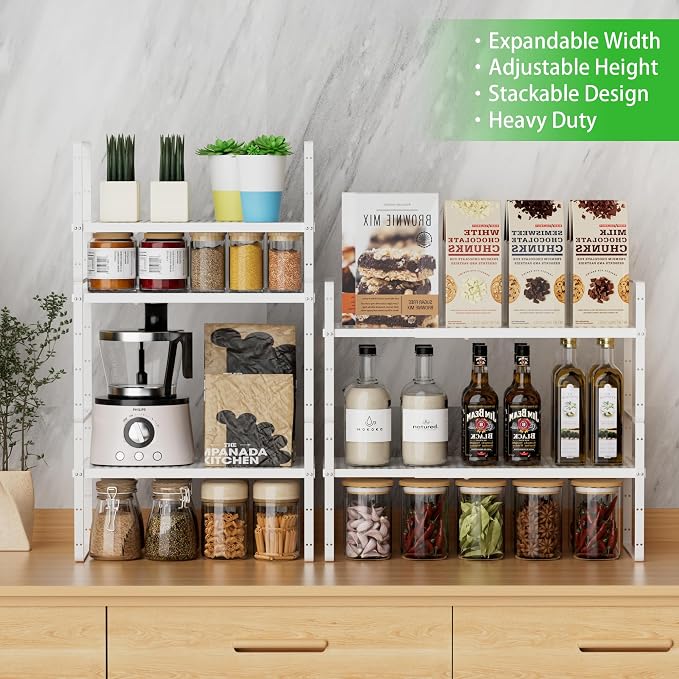SOFRON Expandable Cabinet Storage Shelf Stackable Organizer Rack - Image 6