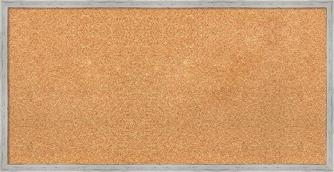 Amanti Art Natural Cork Board for Wall, 17x33 Vision Board with White Frame, Medium Corkboard Office Decor for Home Organization, Cottage Corkboard Pinboard to Display Items for Home Organization in-DeskLoop Office
