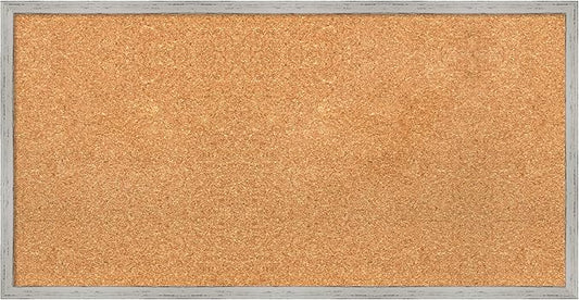 Amanti Art Natural Cork Board for Wall, 17x33 Vision Board with White Frame, Medium Corkboard Office Decor for Home Organization, Cottage Corkboard Pinboard to Display Items for Home Organization in-DeskLoop Office