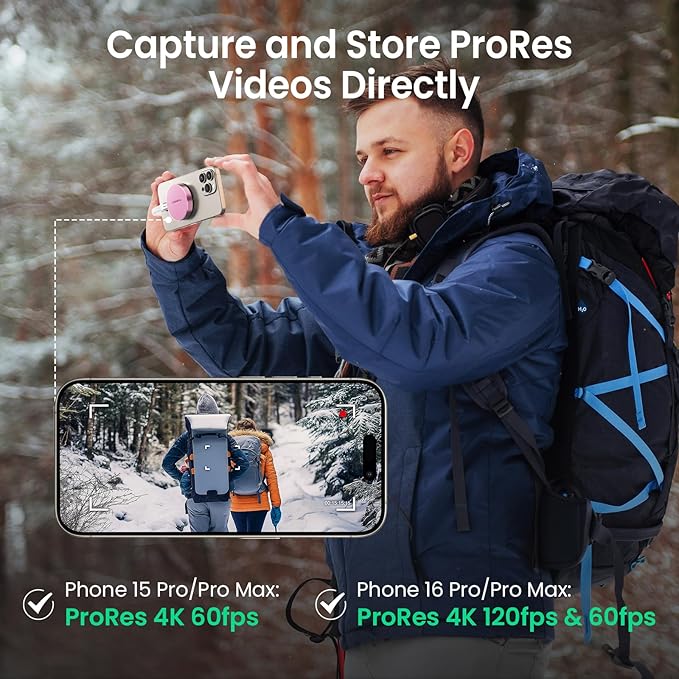 IGIERA 1TB Magnetic Portable SSD, External Solid State Drives with USB-C 3.2 Gen 2x2, Speed Up to 2000MB/s, Compact & Durable, Compatible with iPhone 15/16 Series and Other USB-C Devices, Pink-DeskLoop Office