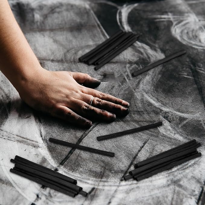 Gueevin 24 Pcs Willow Charcoal Sticks, Willow Charcoal, Artists, Beginners, Students, Perfect for Sketching, Drawing, Shading, and Fine Art (2-4mm，4-5mm，5-7mm，7-9mm)-DeskLoop Office