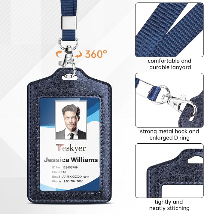 Teskyer 2 Pack Double Sided Clear Badge Holder - Image 4