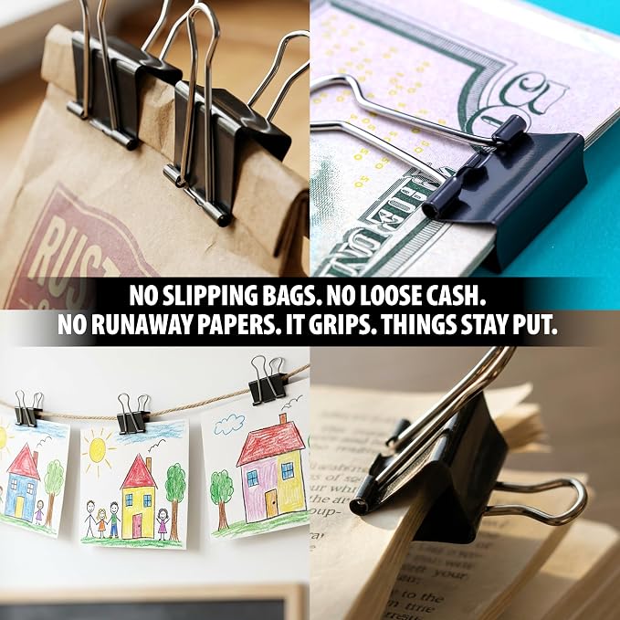 Officemate Mini Binder Clips, Heavy-Duty Metal Handles, School & Home - Image 4