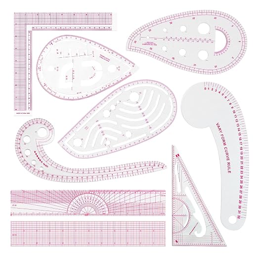 Fashion Clear Metric Sewing Ruler Set, French Curve Pattern Ruler Kit by HLZC