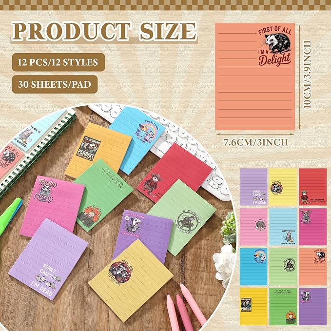 12 Pcs Funny Sticky Notes for Work 4x3 Inches Sarcastic Self Adhesive Notepads - Image 2