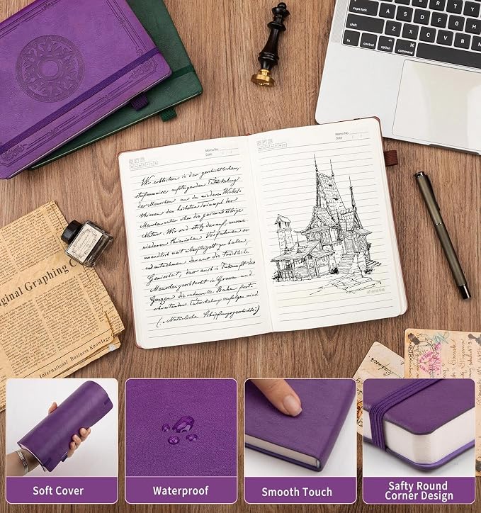 Lined Journal Notebook, A5 Leather Vintage Journals - Image 4