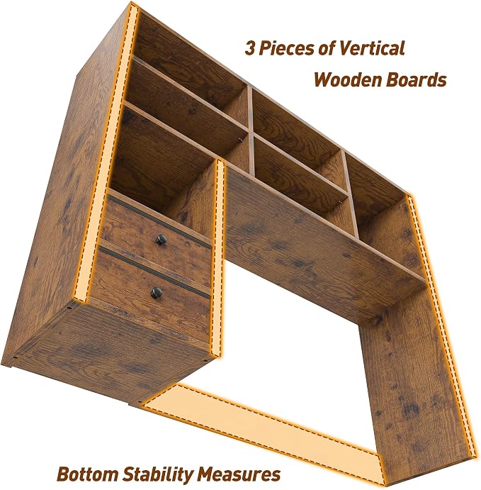 REIBII Desktop Bookshelf, High-Capacity Desk Hutch Organizer - Image 6