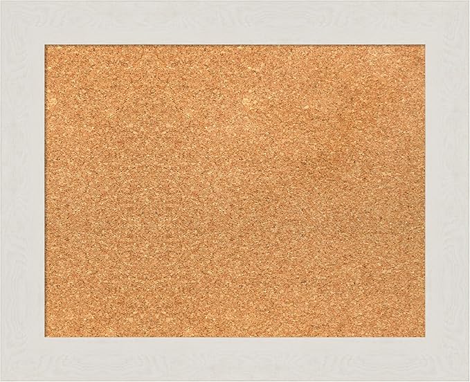 Amanti Art Natural Cork Board for Wall, 17x21 Vision Board with White Frame, Small Corkboard Office Decor for Home Organization, Country Rustic Corkboard Pinboard to Display Items for Home-DeskLoop Office