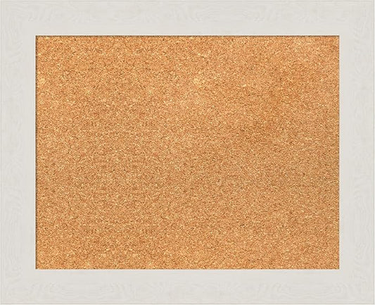 Amanti Art Natural Cork Board for Wall, 17x21 Vision Board with White Frame, Small Corkboard Office Decor for Home Organization, Country Rustic Corkboard Pinboard to Display Items for Home-DeskLoop Office