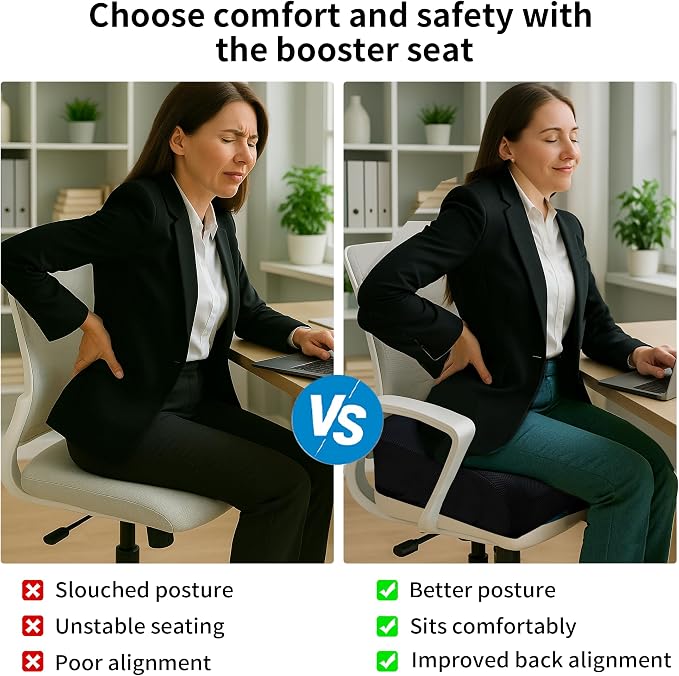 6" Extra Thick Memory Foam Office Chair Cushion – 2-Layer Booster Seat - Image 6