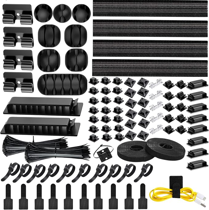 Cable Management Kit, 67 Adhesive Cable Clips, Topavatop Desk Cord Organizer by Topavatop