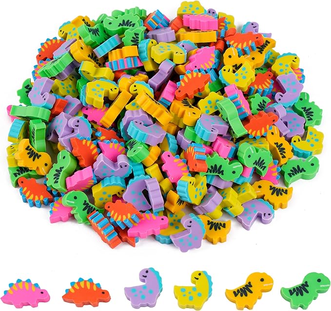 200 Pieces Mini Dinosaur Erasers Bulk Small Pencil Erasers Latex-Free Soft Erasers Pencil Erasers for for Classroom Homework Rewards, Party Favors, Gift Filling-DeskLoop Office