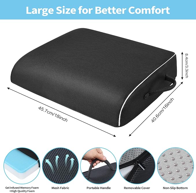 Large Memory Foam Seat Cushion, Non-Slip Cover Chair Pad - Image 2