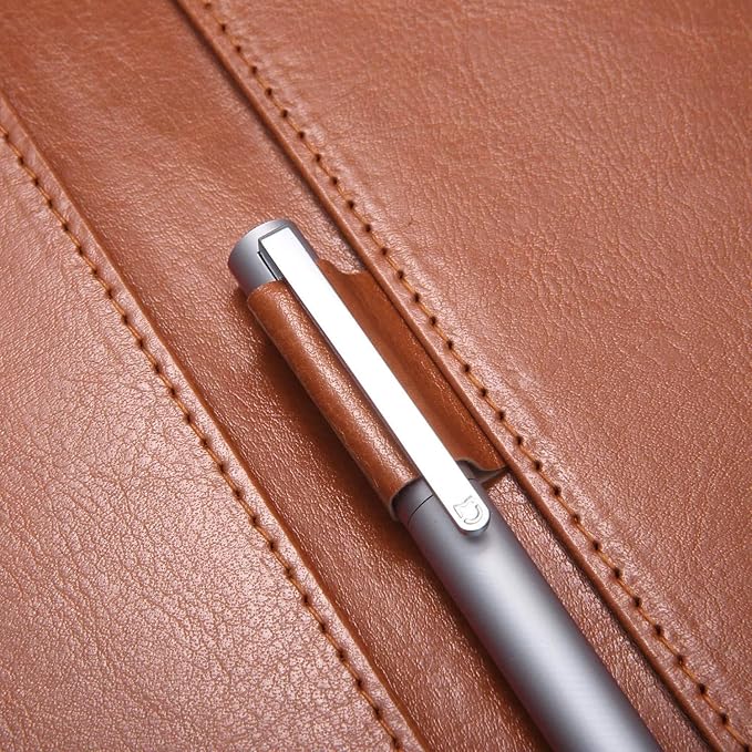 Clipboard Folder Padfolio, Mymazn Writing Portfolio Faux Leather Clipboards with Cover for Legal Pad Holder Letter Size A4 8.5 x 11 for Business Conference Notepad Clip Boards Brown-DeskLoop Office