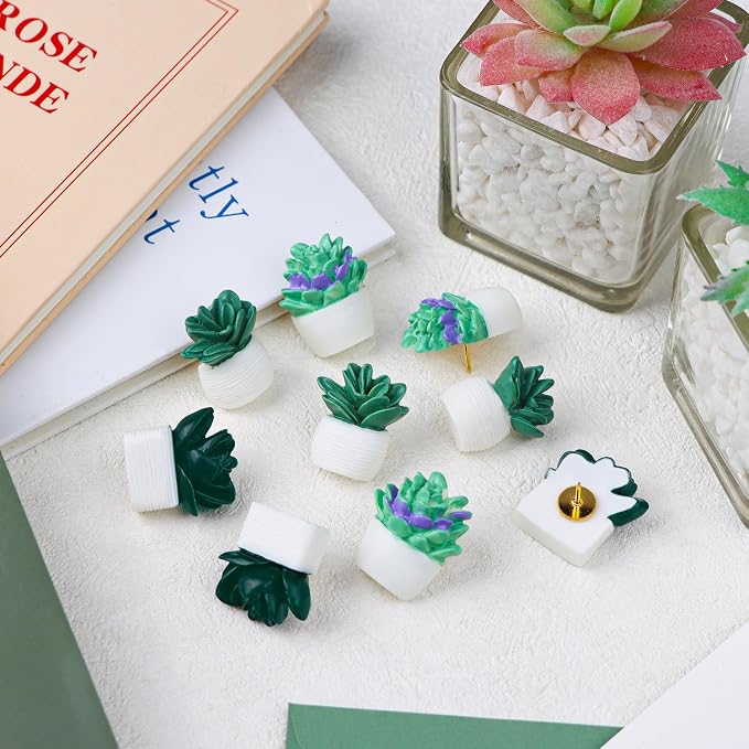 20 Pieces Push Pins Succulent Plants Floret Thumbtacks - Image 6