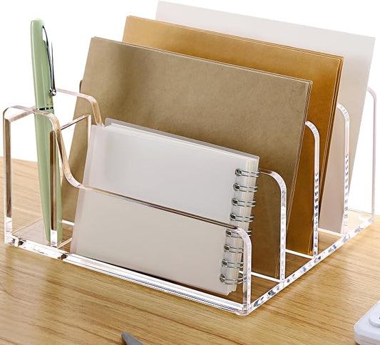 SANRUI Acrylic Mail Organizer, 5 Compartments File Holder by SANRUI