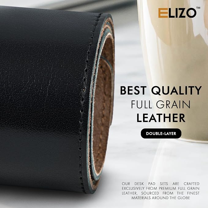Elizo Leather Desk Mat Desk Pad Blotter Set - Image 3