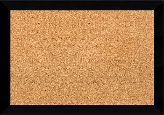 Amanti Art Natural Cork Board for Wall, 19x27 Vision Board with Black Wood Frame, Medium Corkboard Office Decor for Home Organization, Modern Contemporary Corkboard Pinboard to display items for home-DeskLoop Office