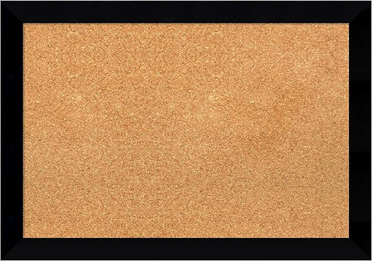Amanti Art Natural Cork Board for Wall, 19x27 Vision Board with Black Wood Frame, Medium Corkboard Office Decor for Home Organization, Modern Contemporary Corkboard Pinboard to display items for home-DeskLoop Office