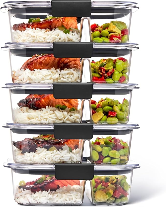 Rubbermaid Brilliance Meal Prep Containers, 2-Compartment Food Storage by Unknown