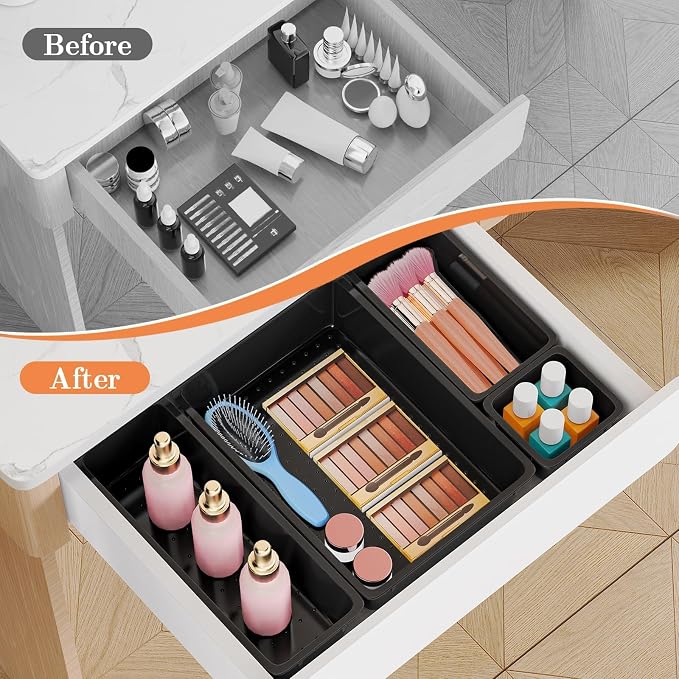 SpaceHacks 25 PCS Plastic Drawer Organizer Set, 4-Size Versatile Organizer - Image 4