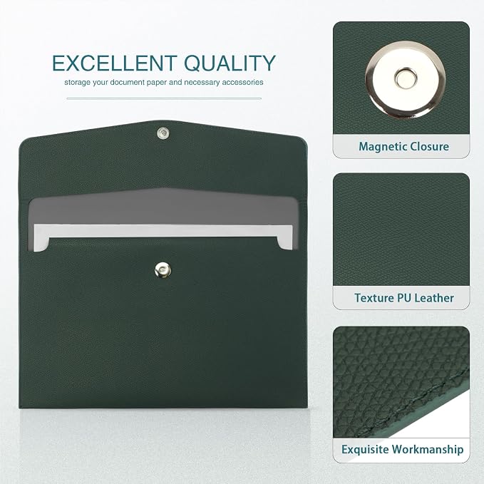 FYY File Folder, PU Leather A4 Document Holder File Organizer Filing Envelope - Image 4