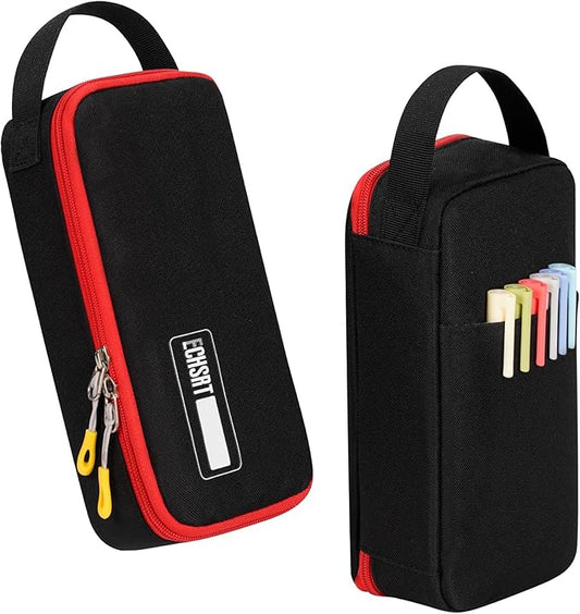 ECHSRT Big Pencil Case, Aesthetic Portable Zipper Pencil Bag with Hidden Pocket, Special Pouch for Men Women Adults, Stationery Organizer Pen Cases for Office Travel,Black-DeskLoop Office