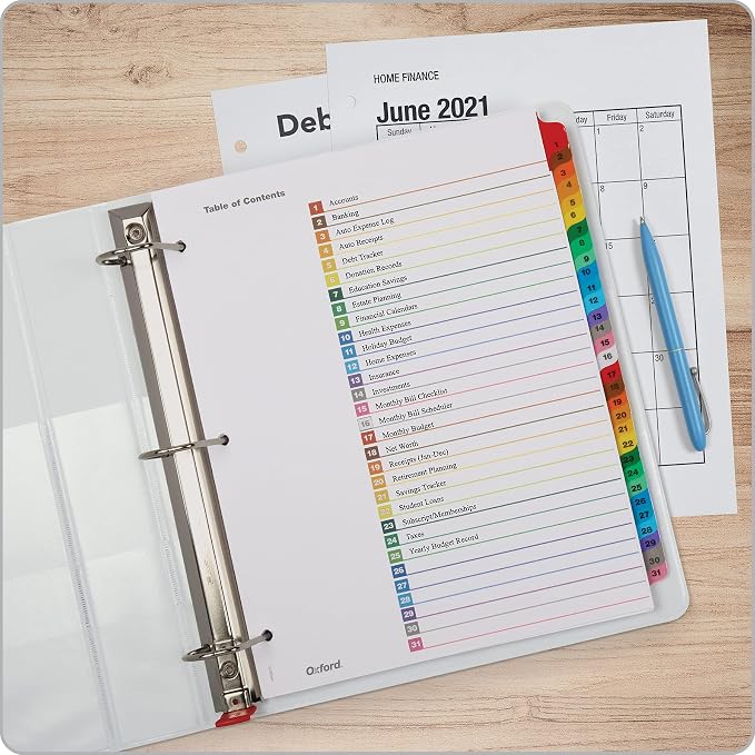 Oxford Binder Dividers, 31 Tabs, Numbered 1–31, 3 Pack, Customizable Table of - Image 7