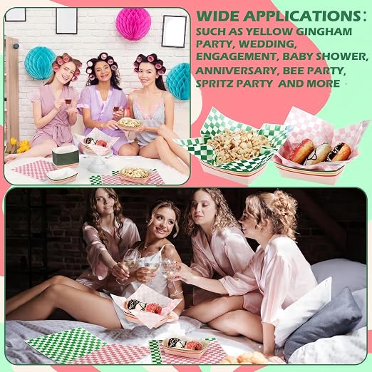 Geosar 100 Pcs Gingham Party Supply Disposable Paper Food Tray Bulk Disposable - Image 6