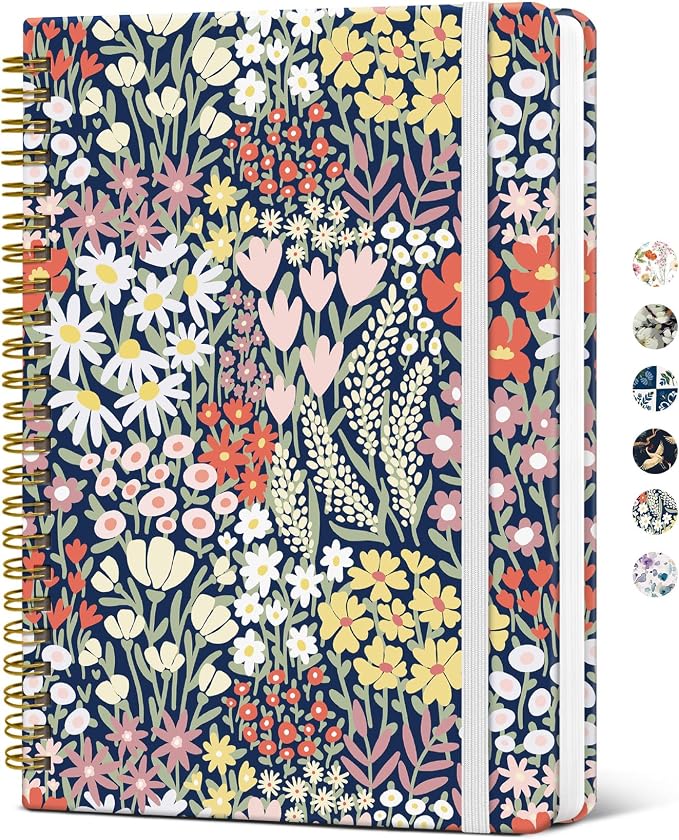 Taja Spiral Journal Notebook for Women, Pretty Hardcover Lined Notebook for by Taja