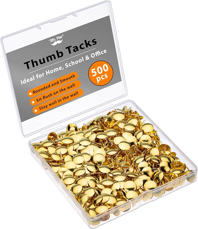 Mr. Pen- Thumb Tack, 500 Pack, Flat Push Pins Bulk | Metal Roundness Push Pins by MrPen