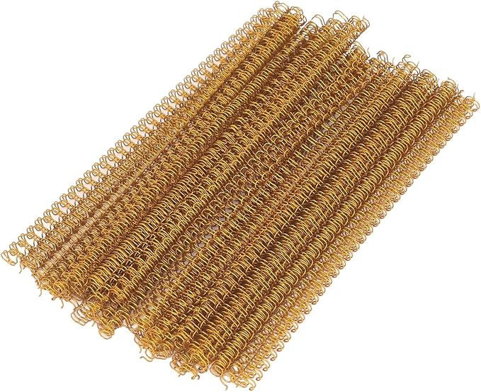 3 to 1 Pitch Twin Loop Wire Binding Spines, 3/8 Inch Book Binder Combs, 100 Pack Spiral Binding Coils for Booking Binder Machine, Students and Coworkers (60 Sheet Capacity,Gold)-DeskLoop Office