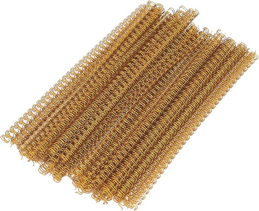 3 to 1 Pitch Twin Loop Wire Binding Spines, 3/8 Inch Book Binder Combs, 100 Pack Spiral Binding Coils for Booking Binder Machine, Students and Coworkers (60 Sheet Capacity,Gold)-DeskLoop Office