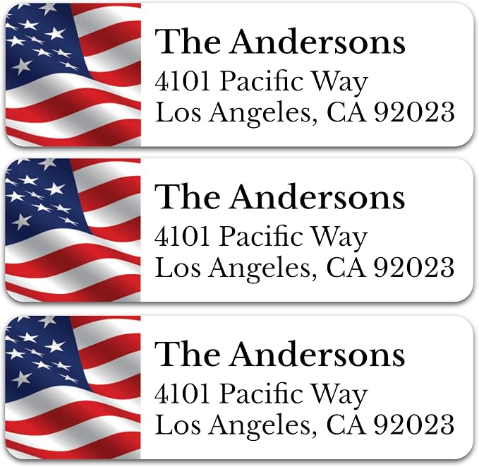 Personalized Patriotic Return Address Labels, Self-Adhesive Address Stickers on by BunnyBadges