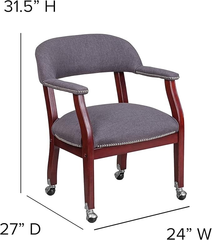 EMMA + OLIVER Gray Fabric Luxurious Conference Chair with Casters-DeskLoop Office