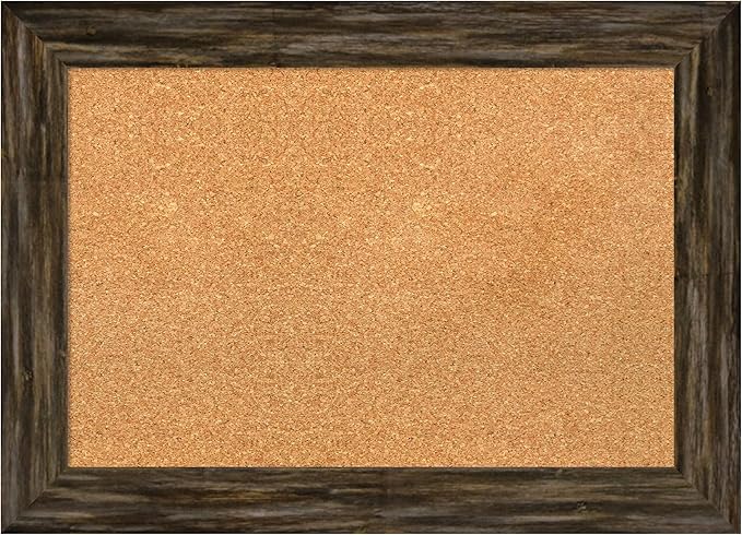 Amanti Art Natural Cork Board for Wall, 21x29 Vision Board with Brown Wood Frame, Medium Corkboard Office Decor for Home Organization, Country Rustic Corkboard Pinboard to Display Items for Home-DeskLoop Office