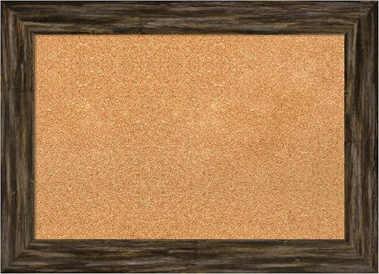 Amanti Art Natural Cork Board for Wall, 21x29 Vision Board with Brown Wood Frame, Medium Corkboard Office Decor for Home Organization, Country Rustic Corkboard Pinboard to Display Items for Home-DeskLoop Office