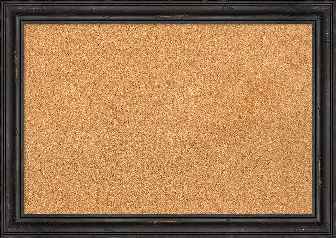 Amanti Art Natural Cork Board for Wall, 19x27 Vision Board with Black Wood Frame, Medium Corkboard Office Decor for Home Organization, Rustic Farmhouse Corkboard Pinboard to display items for home-DeskLoop Office