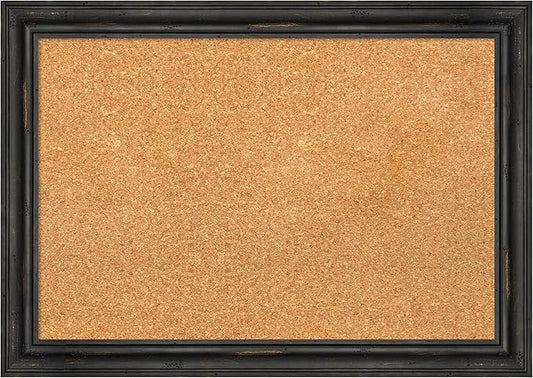 Amanti Art Natural Cork Board for Wall, 19x27 Vision Board with Black Wood Frame, Medium Corkboard Office Decor for Home Organization, Rustic Farmhouse Corkboard Pinboard to display items for home-DeskLoop Office