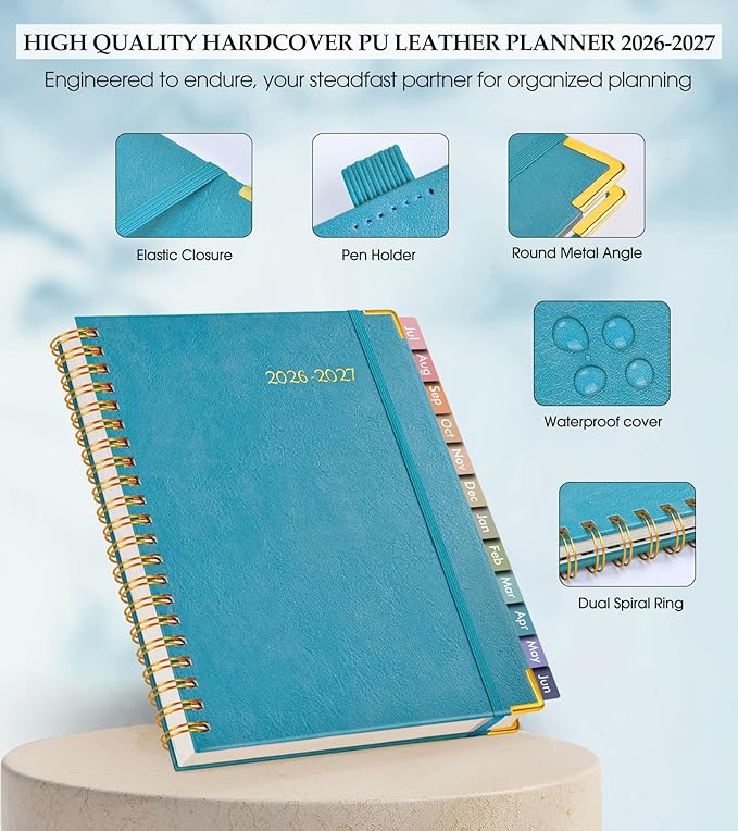 Academic Planner 2026-2027, Hardcover Leather Weekly and Monthly Calendar - Image 4