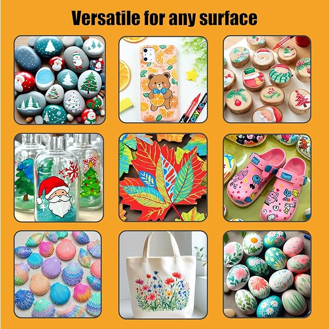 36 Colors Acrylic Paint Markers Set, Soft Brush Tip Pens for Rock, Wood, Canvas, Glass, Ceramic, Fabric, DIY Craft Projects – Waterproof, Quick-Dry, Vibrant Ink for Artists & Beginners-DeskLoop Office