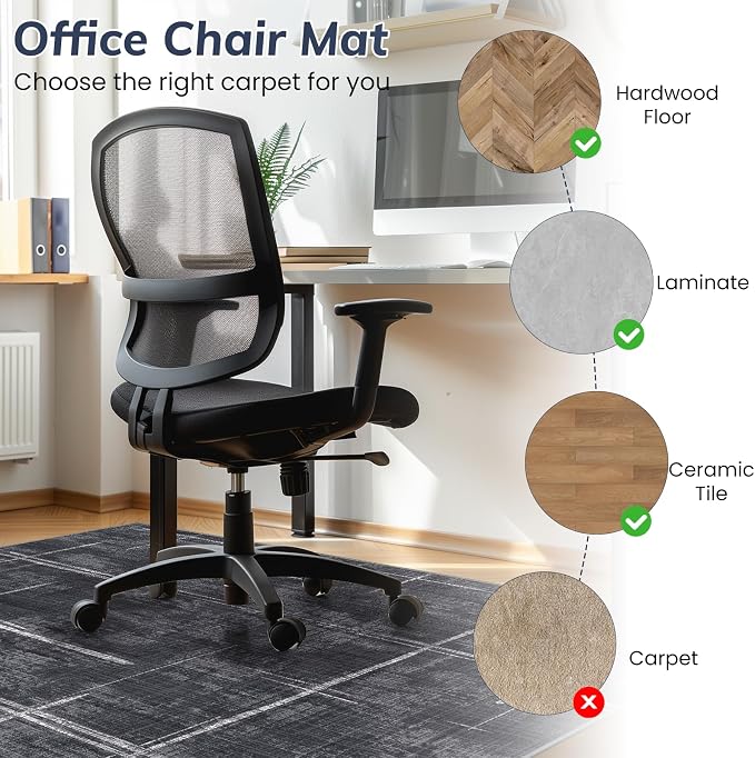 Office Chair Mat for Hardwood Floor&Tile Floor, Under Desk Rug for Rolling - Image 3