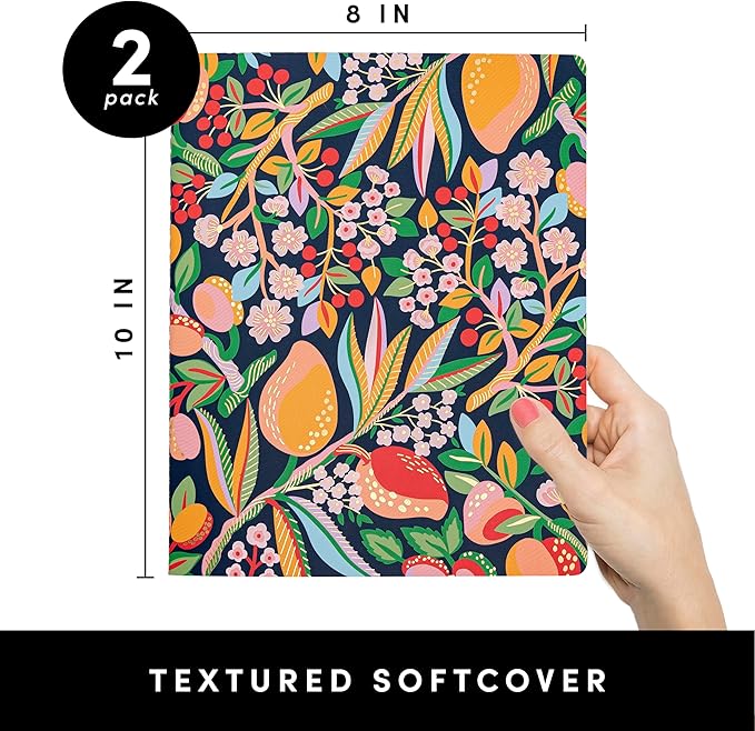 PAPERAGE Soft Cover Lined Journal Notebook, 2 Pack, (Cherry Blossom), 100 Pages, Large 7.5 inches x 9.5 inches, College Ruled, Ideal for Note Taking & Travel Journal-DeskLoop Office