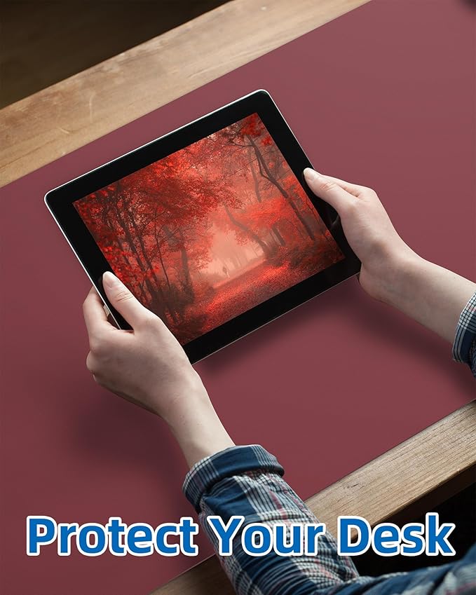 Leather Desk Pad Protector, Mouse Pad, Office Desk Mat, Non-Slip PU Leather - Image 4