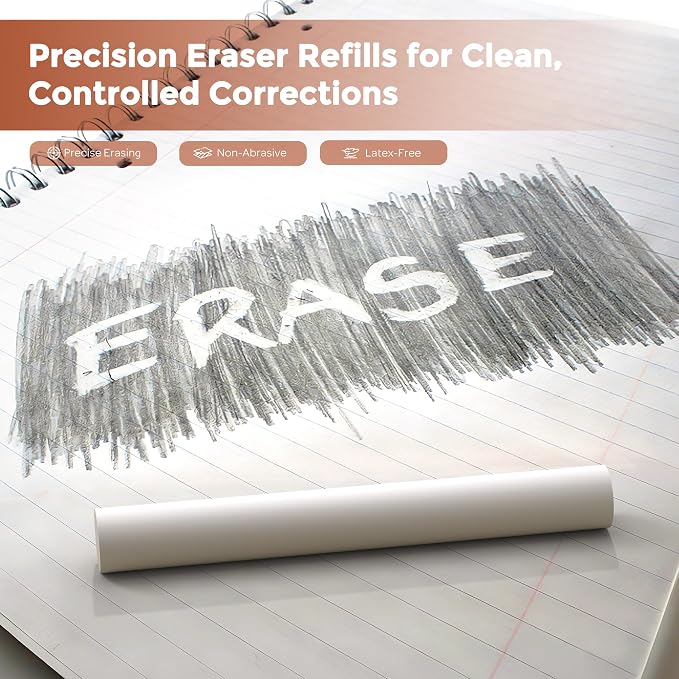 Nicpro 12 Pack TPE Rotary Retractable Pen Eraser Refills, Powerful Erasing - Image 4