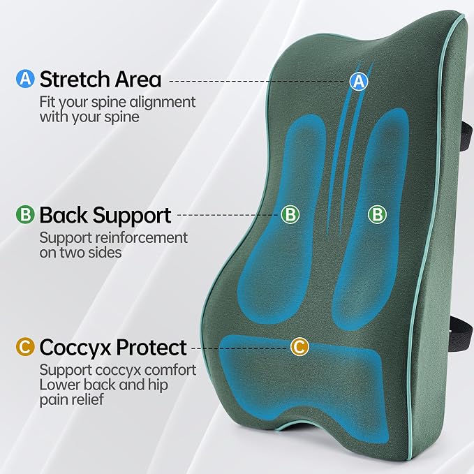 Soft Comfortable Memory Lumbar Support Pillow Back Cushion - Image 5